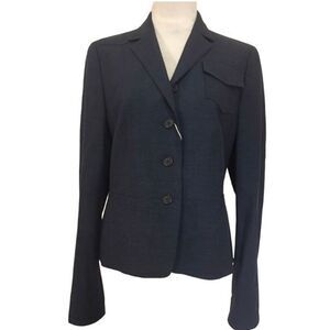 Akris Punto Womens Navy Blue Wool Blend Blazer Coat Jacket Size 8 NWT